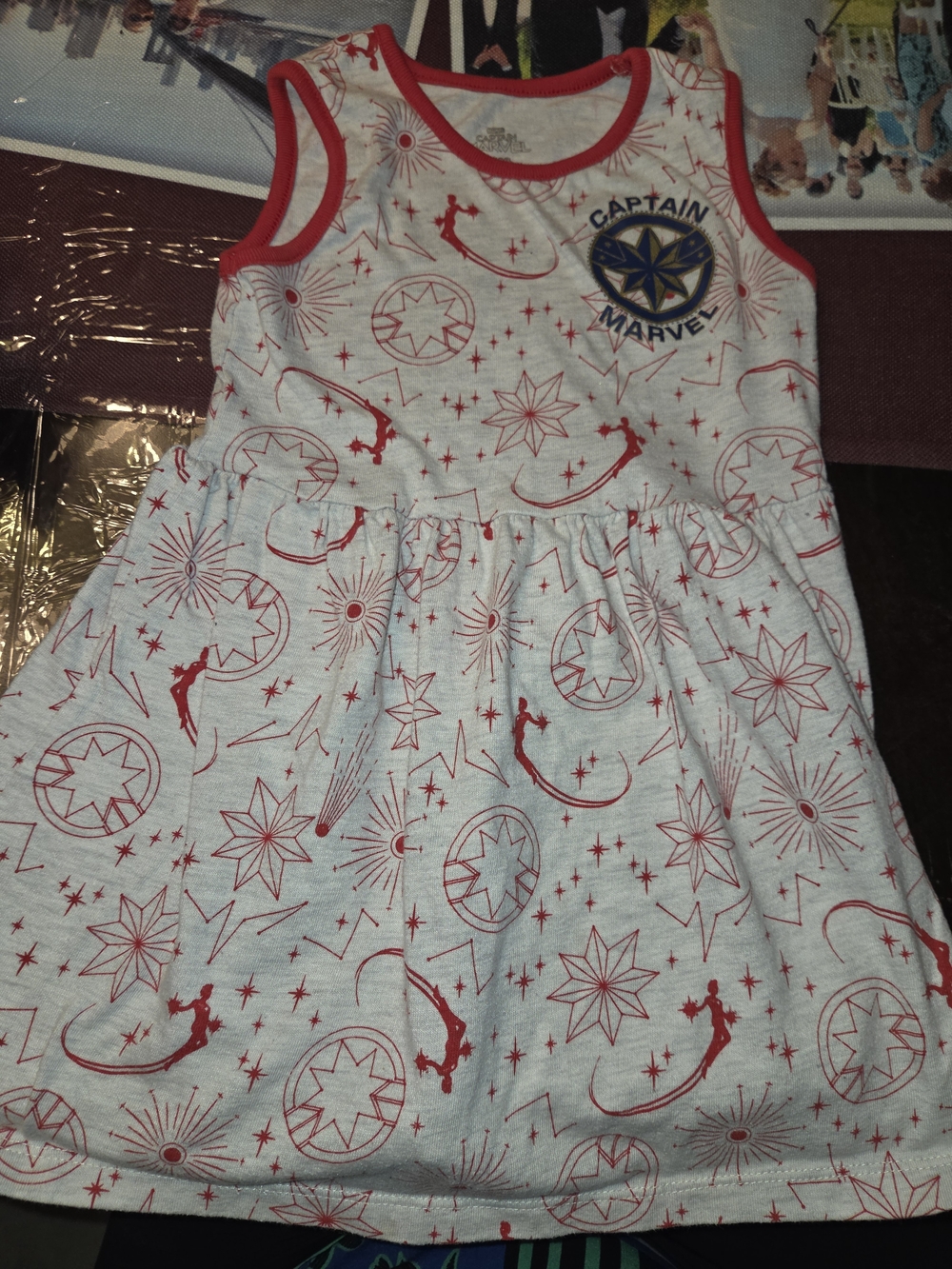 Captain Marvel Girls' Red & White Star Print Dress